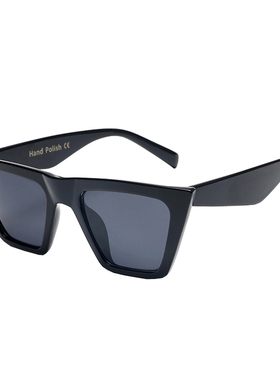 欧美时尚墨镜梯形金属框复古圆脸