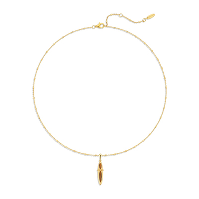 CINNLER拉丝纹虎眼石925银项链