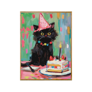 卡通生日猫咪数字油画diy手绘填色手工填充丙烯定制油彩画装饰画