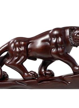 知府黑檀木雕老虎摆件