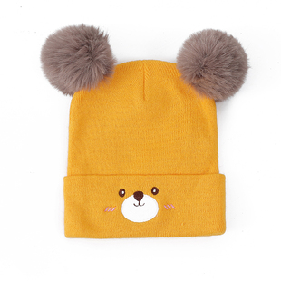 婴儿帽子0-3-6-12个月男女宝宝毛线帽加厚保暖围脖新生儿帽子秋冬