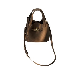 【欧尚典】菜篮子包包女2025秋高档荔枝纹头层牛皮手提斜挎水桶包