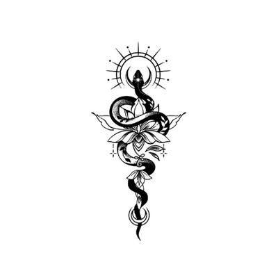 再变草本纹身贴蛇莲花高端持久