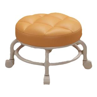 三梦滑轮矮凳万向轮小凳子家用带轮圆板凳带娃靠背椅子软包换鞋凳