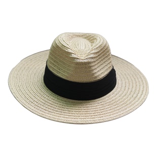 轻薄款透气宽边大檐巴拿马草礼帽男度假草编帽沙滩防晒帽女可折叠