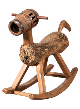 木马侘寂风木雕工艺品客厅玄关