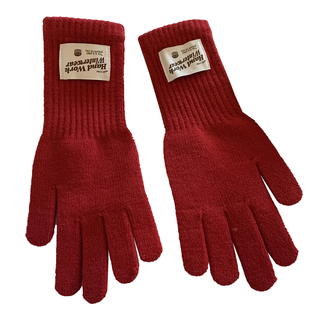 红色圣诞可触屏长款针织手套女2025新款秋冬防寒保暖骑行户外防风