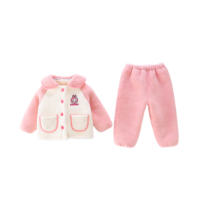 女童珊瑚绒睡衣冬季小女孩加厚保暖家居服公主衣服女宝宝超厚套装