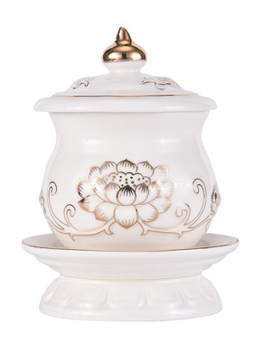 陶瓷家用室内浮雕描金莲花净水杯