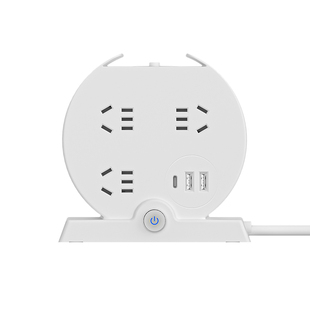 桌面立式圆形插座插排面板多孔位带USB充电多插位多功能接插线板