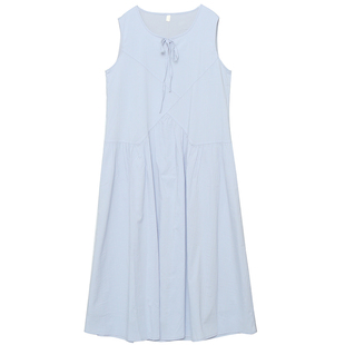 设计感褶皱拼接显瘦白裙子胖莹莹大码女装胖mm春夏遮肉背心连衣裙