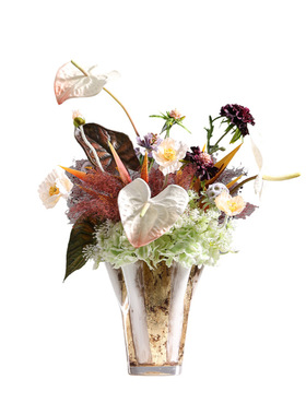 妖及法式轻奢玻璃花艺摆件