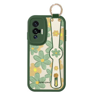 油画花适用vivo X70手机壳X60苹果14防X50摔X30斜挎S15背S12腕带S9挂绳10女PRO华为oppo红小米13荣耀iqoo浮雕