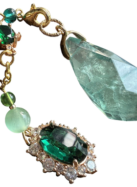 天然绿萤石灵摆调频吊坠心仑净化