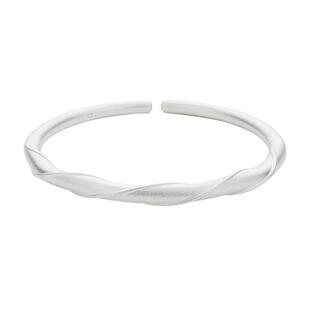 九乐足银999银手镯女年轻款扭纹银手环莫比乌斯环银手饰送女友礼