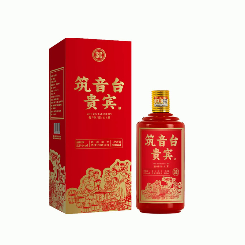 筑音台贵宾酒酱香酒白酒53度绵柔型粮食酒6瓶红色礼盒白酒一整箱