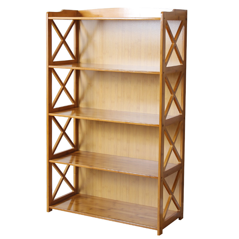楠竹书架置物架现代简约小书架办公室落地书柜实木多层组合收纳架