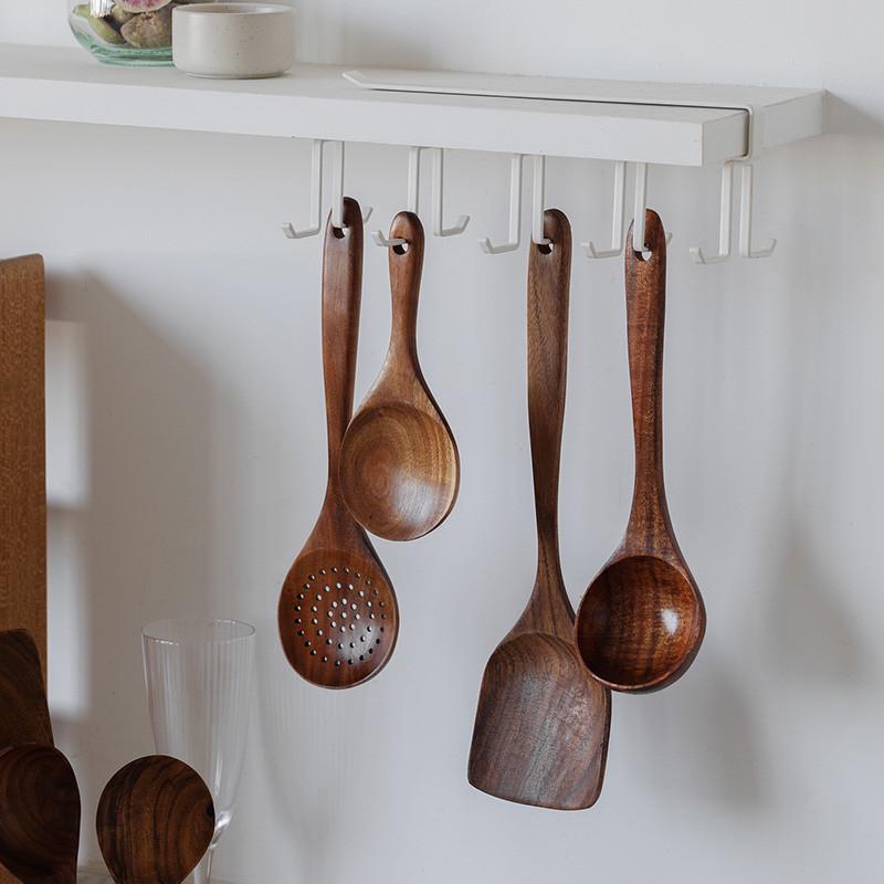 日式柚木实木耐高温长柄铲子不粘锅家用煎铲漏铲炒菜锅铲大汤勺子