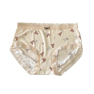 冰丝内裤女无痕薄款甜美可爱小熊印花透气抗菌棉裆中腰包臀三角裤