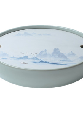 陶瓷汝窑禅意圆形新中式小型茶台