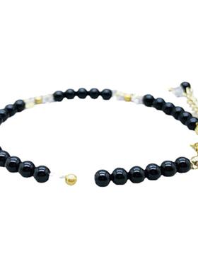 柏亦珠宝天然黑玛瑙水晶手链简约