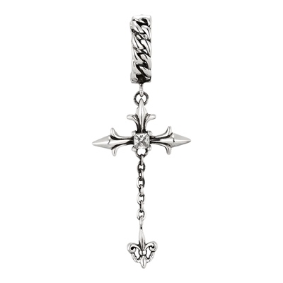 KREAM 925银做旧链条流苏耳环加长十字耳坠男嘻哈女个性耳圈