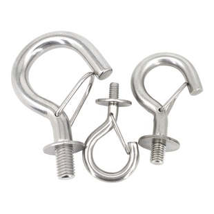 304不锈钢灯具吊钩弹簧开口链条钢丝绳挂钩带垫问号钩面板灯挂钩