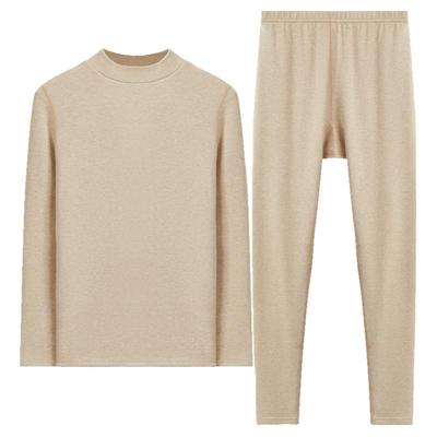 热星人保暖套装红豆色纺秋衣裤