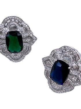 奢华海蓝宝石戒指女复古气质百搭