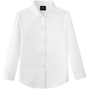 女童白衬衫长袖纯棉春季儿童白衬衣jk女孩表演上衣中小学生校服