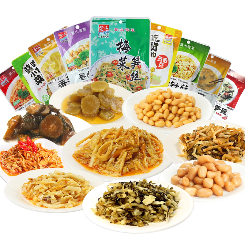 紫山酱菜梅菜笋丝咸菜香菜心外婆菜开胃小菜金针菇配粥小菜8包