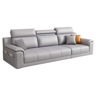 北欧真皮沙发客厅现代简约直排三人四人位沙发小户型头层牛皮沙发