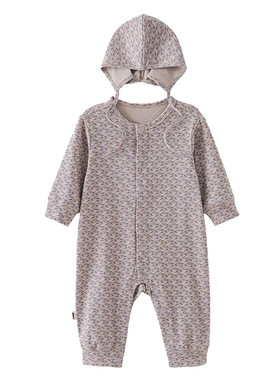be organic【帽子连体衣】GOTS有机棉婴幼童印花哈衣新款