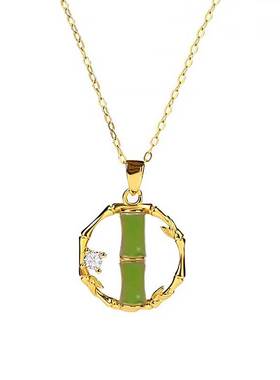 绿色竹节钛钢项链新款网红气质