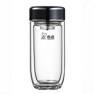 希诺玻璃杯双层抗菌鹅蛋杯高档泡茶杯子个人专用礼盒装水杯XN1925