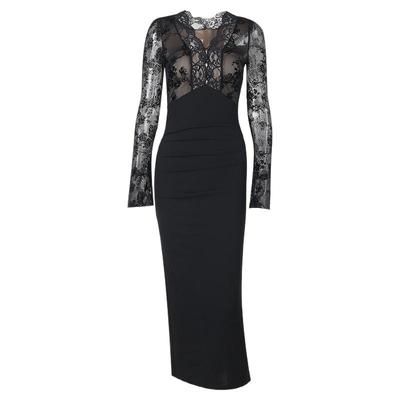 蕾丝内搭冬季黑色包臀连衣裙女