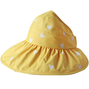 韩国进口儿童可爱空顶帽子男女防晒防紫外线遮阳帽夏天沙滩太阳帽