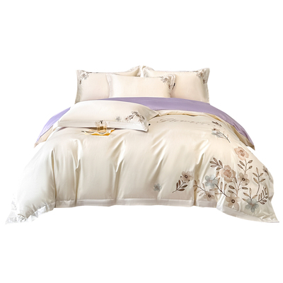 轻奢高端A类长绒棉纯棉四件套2025新款全棉刺绣被套床单床上用品4