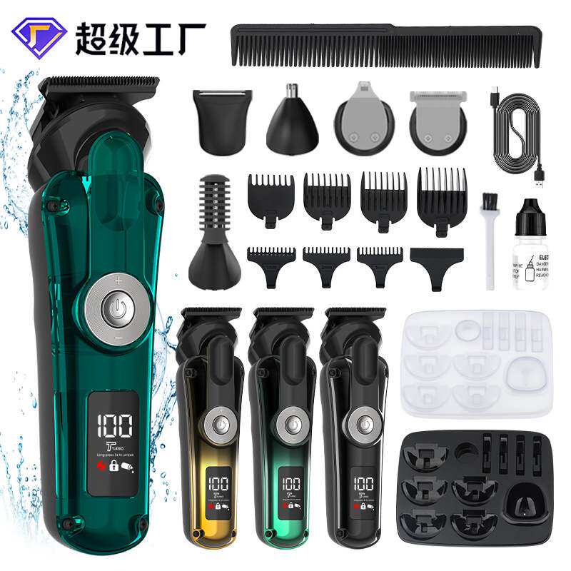 跨境6合1多功能理发器家用发廊器鼻毛水洗电全身套装剃须刀剪推
