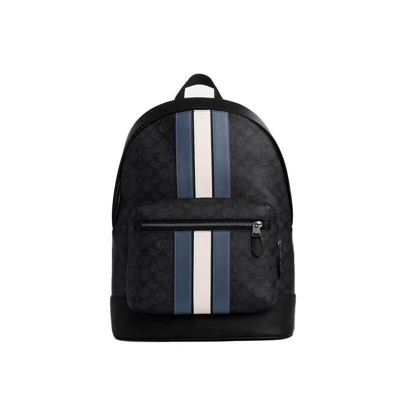 COACH/蔻驰官方 奥莱款经典标志条纹图案商务休闲男士双肩包CV922