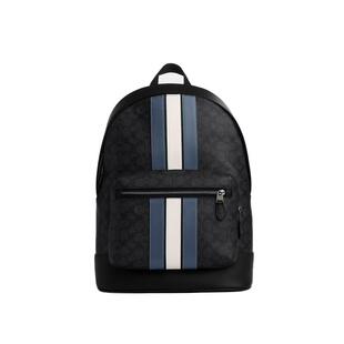 COACH/蔻驰官方 奥莱款经典标志条纹图案商务休闲男士双肩包CV922
