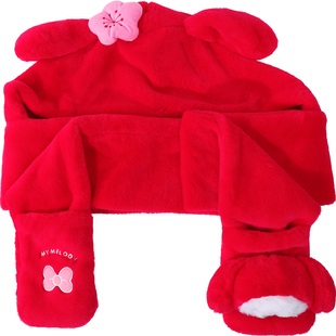 miniso名创优品美乐蒂多功能围巾帽可爱女Melody帽子围巾一体帽
