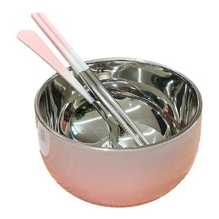 不锈钢碗个人专用饭碗304食品级防烫家用高颜值双层隔热渐变色碗