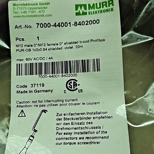 议价穆尔MURR传感器连接插头线四芯 M12 7000-44001-8402000 20米