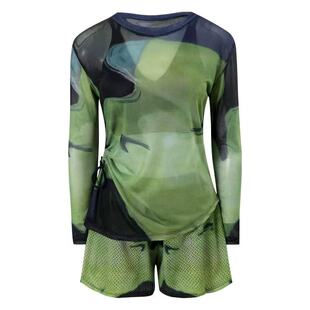 高级感运动风晕染遮肚显瘦长袖泳衣女微胖女孩小胸保守温泉罩衫