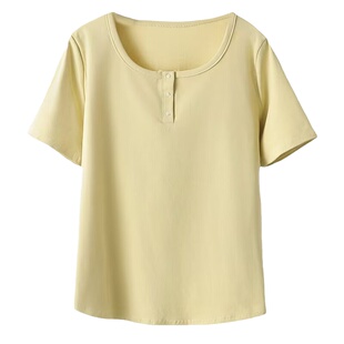 大码女装夏装新款短款减龄显瘦上衣胖mm设计感正肩短袖t恤