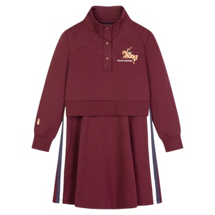 暇步士童装女童连衣裙25秋冬装新品学院风大童卫衣裙休闲儿童裙子