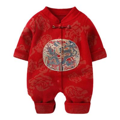 婴儿冬装衣服红色喜庆周岁新年服