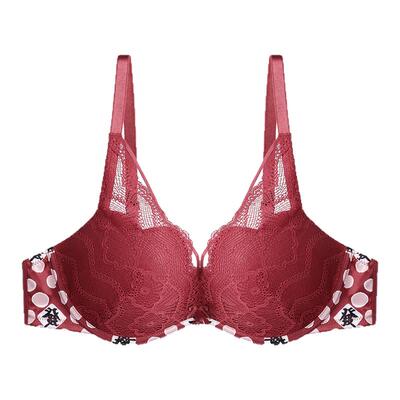 【喵喵杯】芬狄诗小胸聚拢内衣女舒适无钢圈厚杯红文胸FB00301