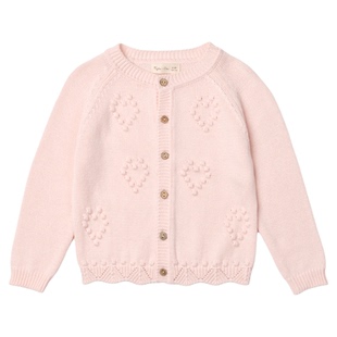 RyleeCru官方正品爱心针织开衫女童木扣毛衣外套26春新款商场同款